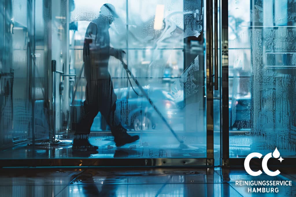 Glasreinigung im Innenraum durch den CC Reinigungsservice und deren Fensterreinigung im Zuge der Büroreinigung